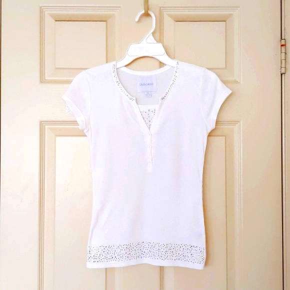 NWOT. Limited Too Cotton Blended Short Sleeve with Crystals and Sparkle Décor. - Picture 4 of 5